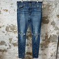 Amiri Knee Rip Shotgun Dark Blue Denim Jeans Sz 38