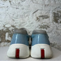 Prada Americas Cup Baby Blue Patent Grey White Sneaker Sz 9