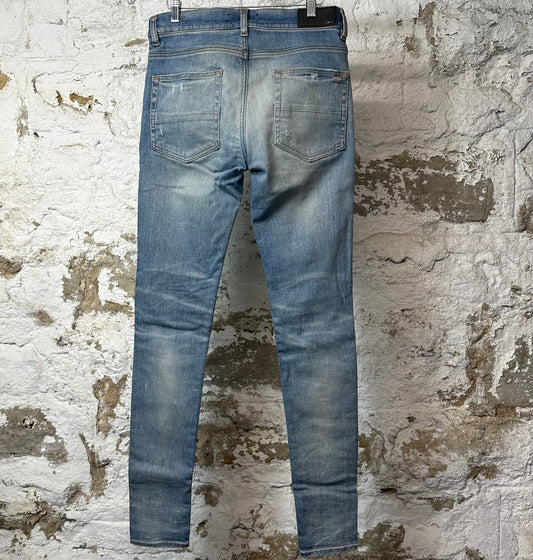 Amiri MX1 Brown Suede Blue Denim Jeans Sz 30