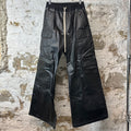 Rick Owens Porterville Double Bela Cargo Black Wax Pants Sz M
