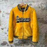 Supreme Faux Fur Yellow Varsity Jacket Sz M