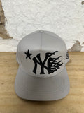 Hellstar NY Yankees Grey Rhinestone Snapback Hat DS