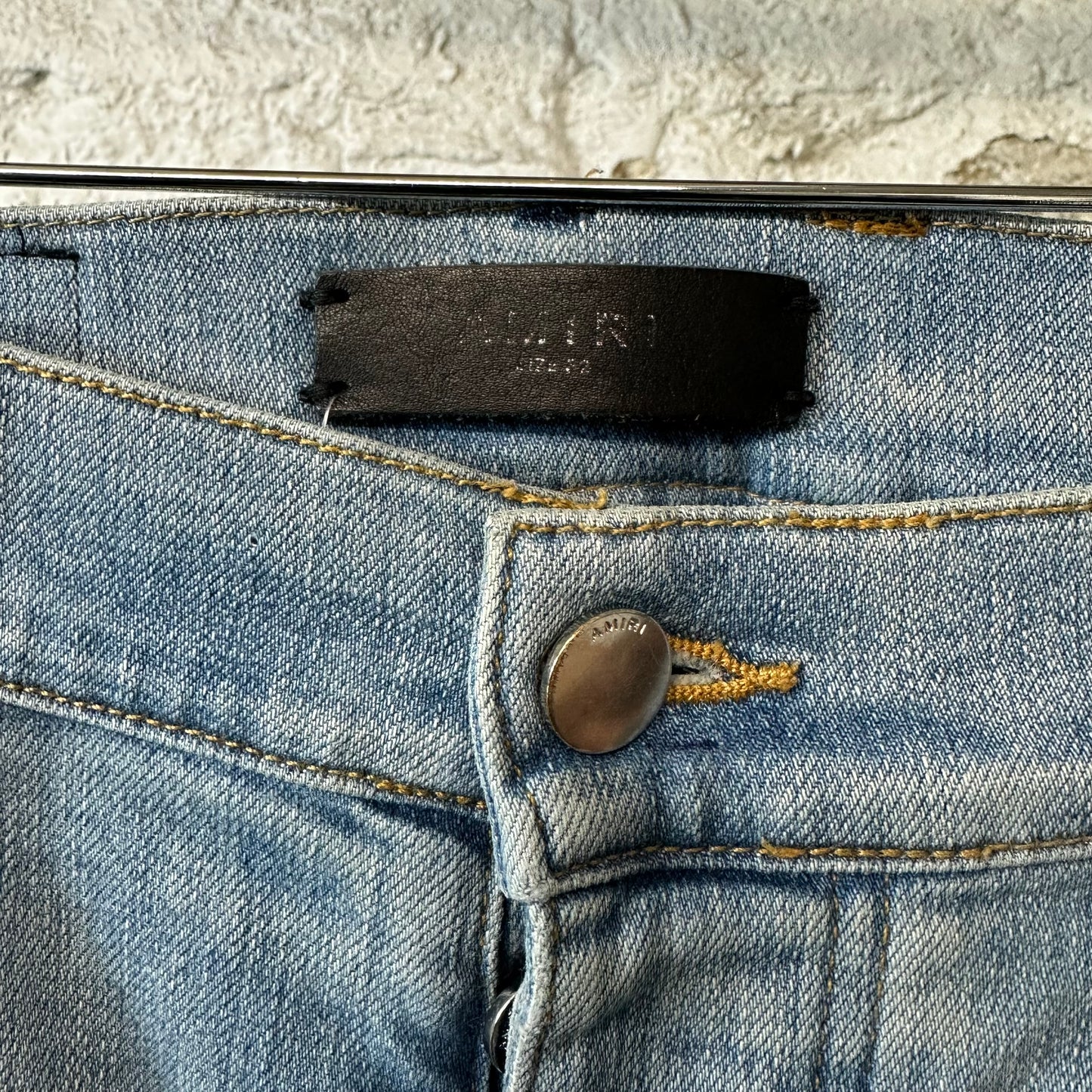 Amiri MX2 Multicolor Flannel Blue Denim Jeans Sz 32