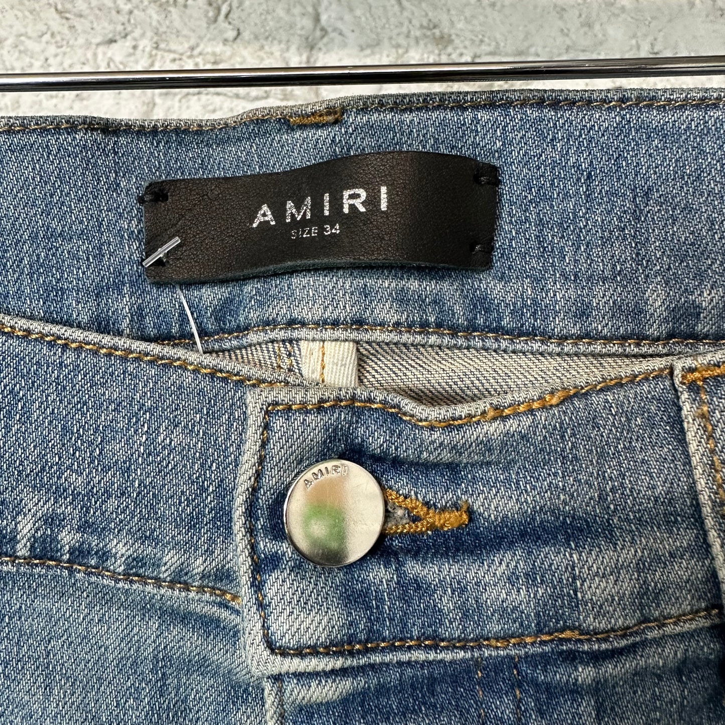 Amiri MX1 Blue Suede Blue Denim Jeans Sz 34