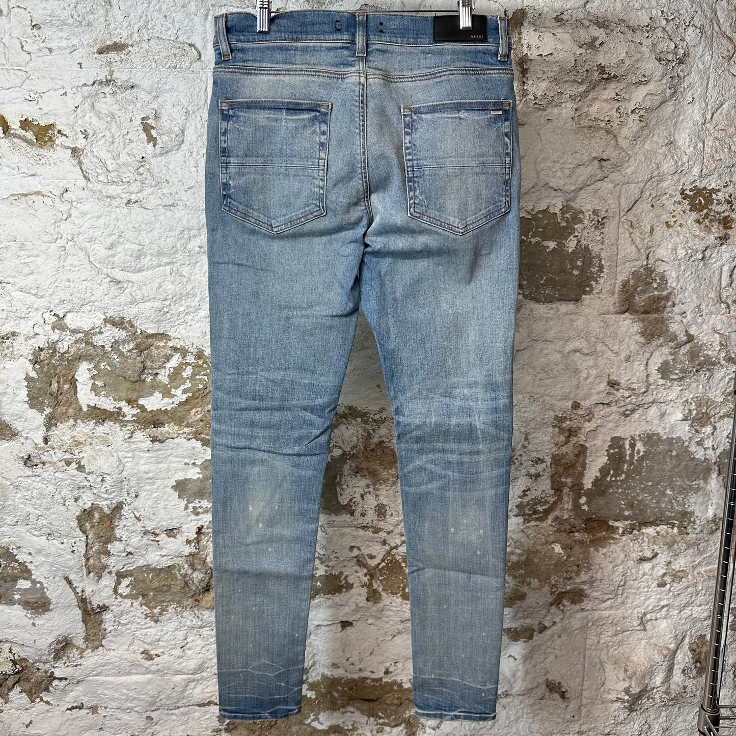 Amiri MX1 Brown Suede Blue Denim Jeans Sz 34