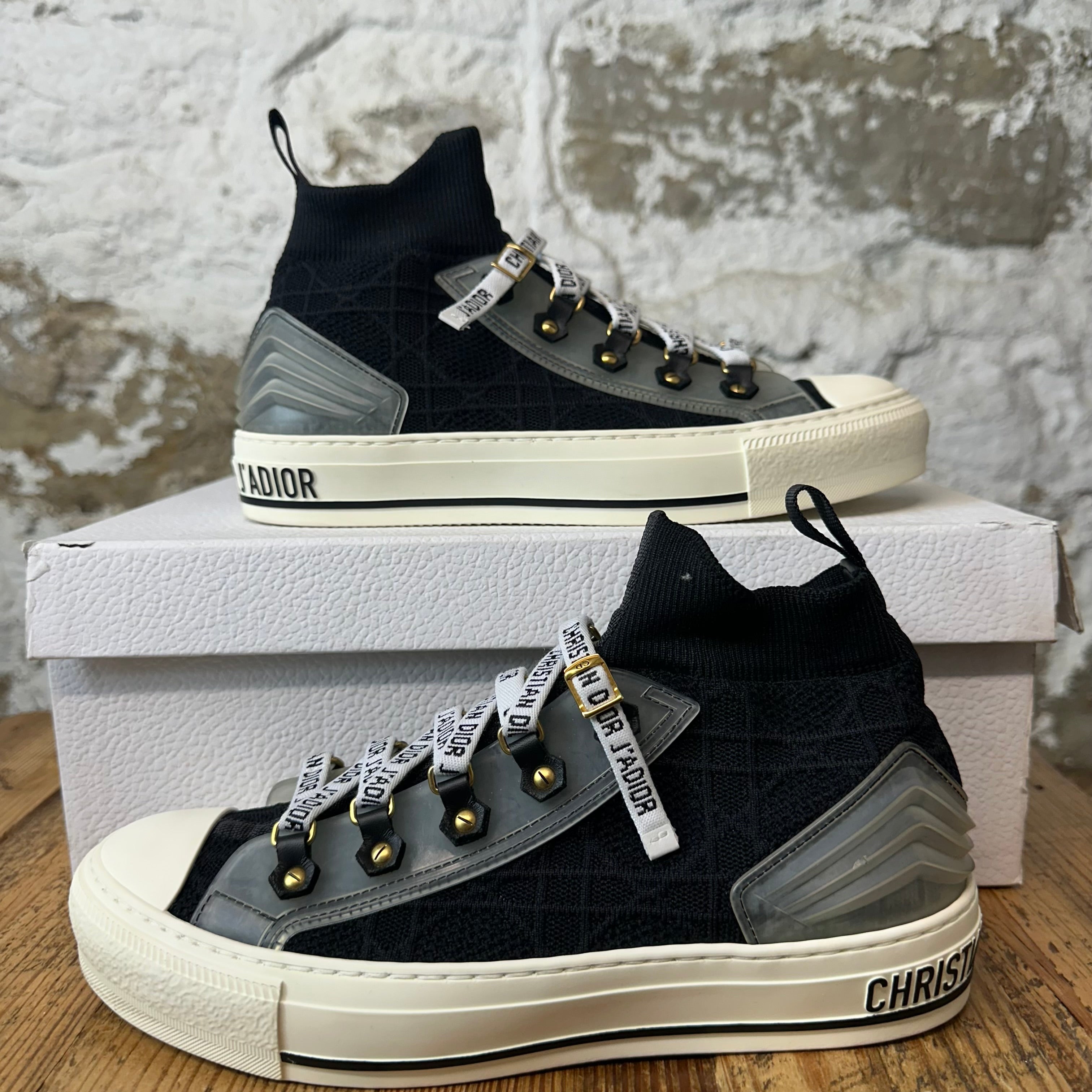 Dior Walk N Dior Cannage Knit Black White Sneaker Sz 5 (37)