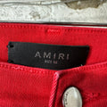 Amiri MX1 Red Leather Red Denim Jeans Sz 32