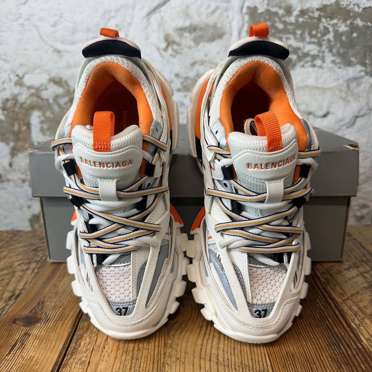 Balenciaga Track Runner White Black Orange Sneaker Sz 5 (37)