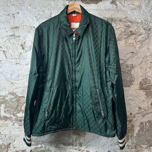 Gucci Green GG Monogram Nylon Reversible Jacket Sz S (46)