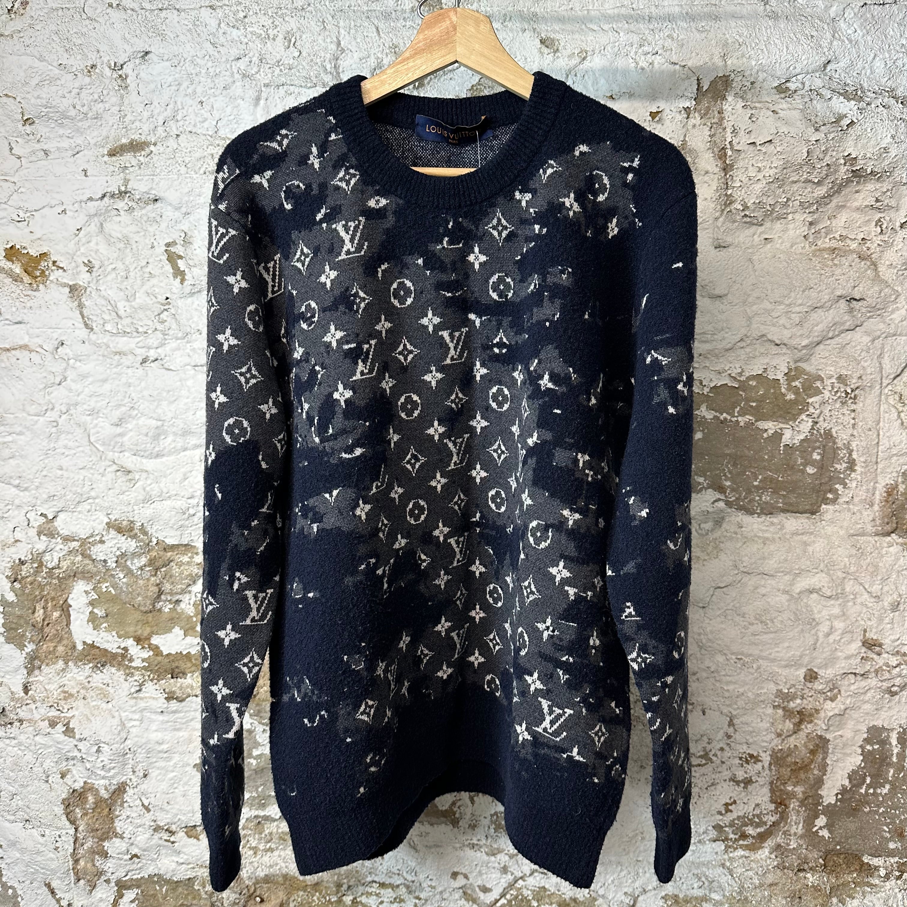 Louis Vuitton Flock Monogram Navy Sweater Sz XL