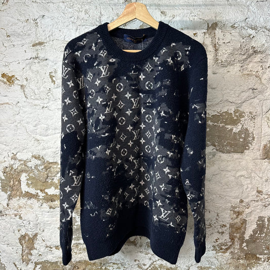 Louis Vuitton Flock Monogram Navy Sweater Sz XL