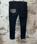 Amiri MX1 Leopard Print Black Denim Jeans Sz 40