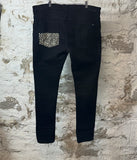 Amiri MX1 Leopard Print Black Denim Jeans Sz 40