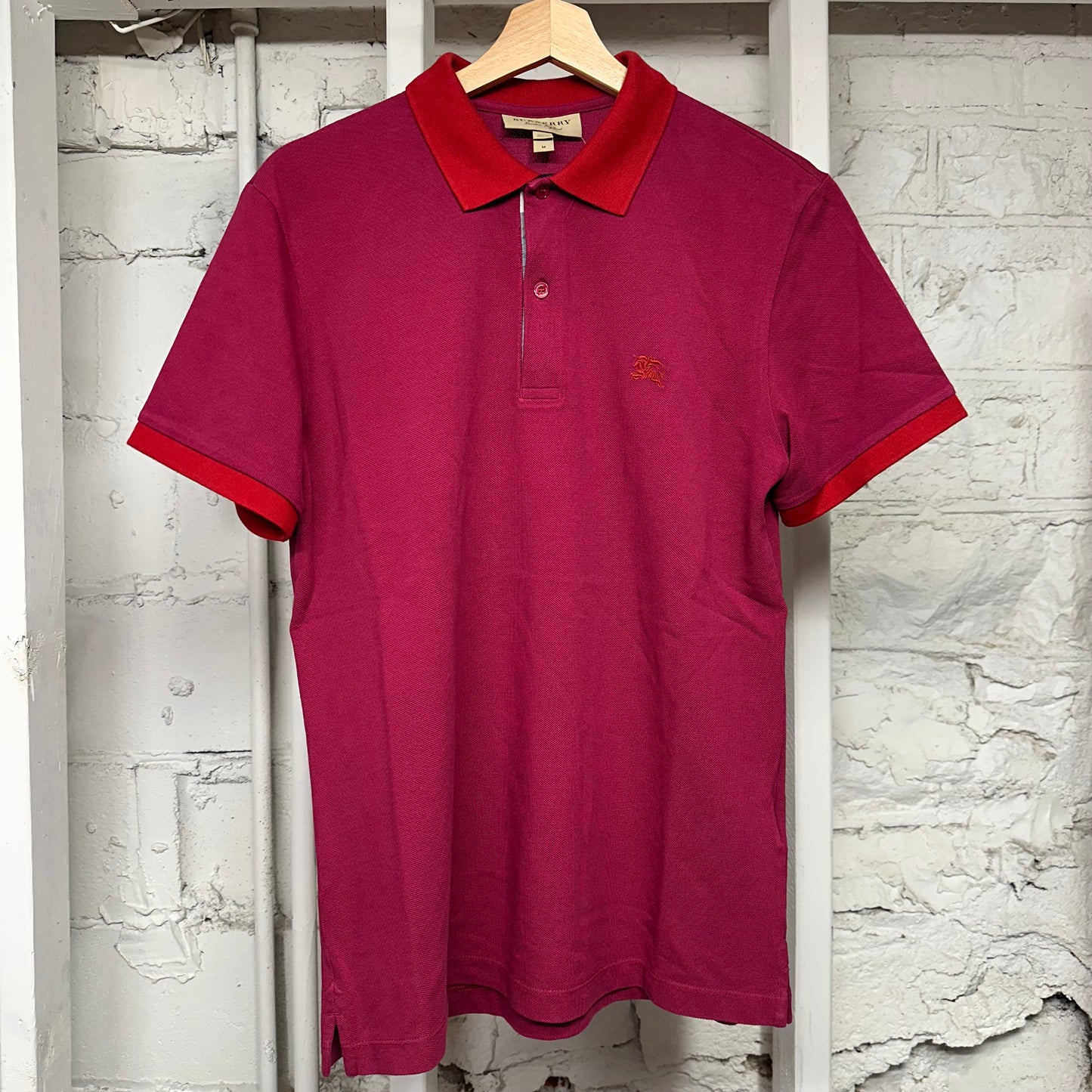 Burberry Small Logo Red Polo Shirt Sz M