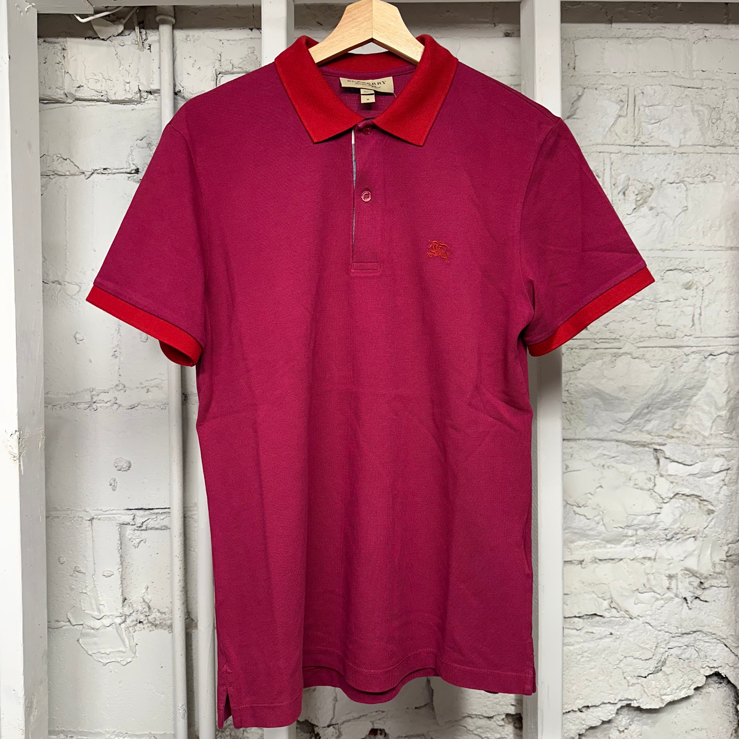 Burberry Small Logo Red Polo Shirt Sz M