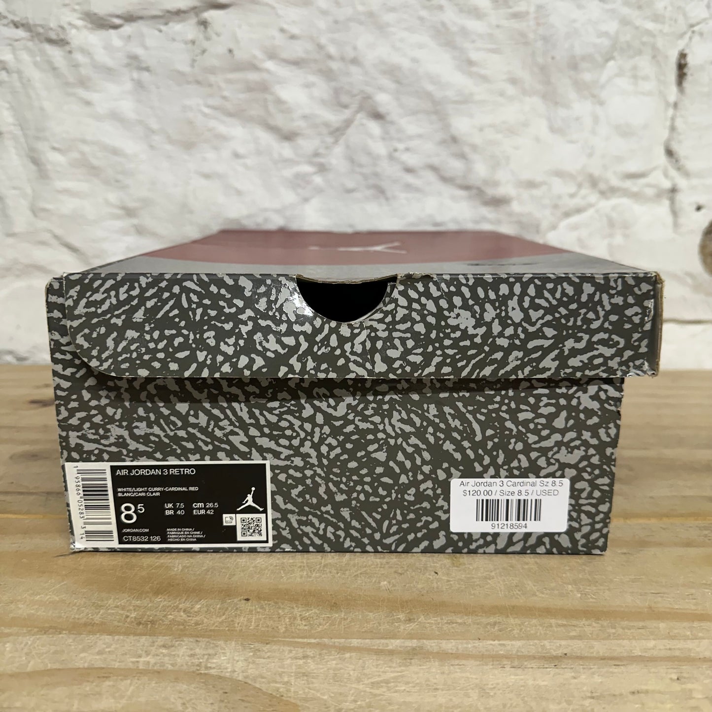 Air Jordan 3 Cardinal Sz 8.5