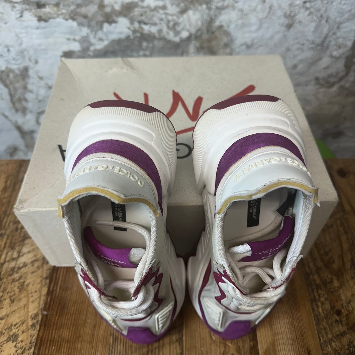 Dolce Gabbana White Purple Nylon Daymaster Sneaker Sz 5.5 (37.5)