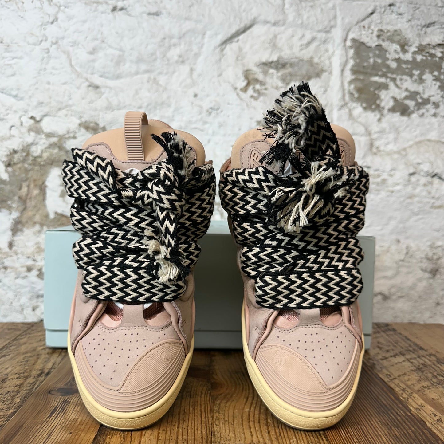 Lanvin Curb Black White Lace Pink Sneaker Sz 9 (42)