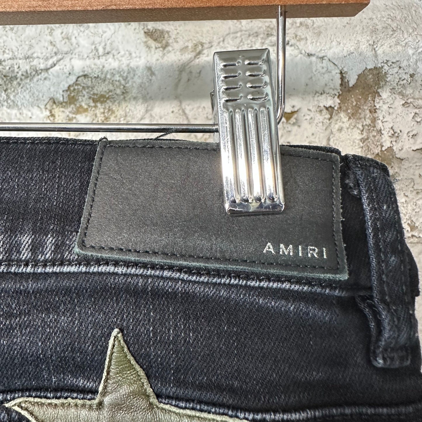 Amiri Green Camo Star Chemist Black Denim Jeans Sz 30