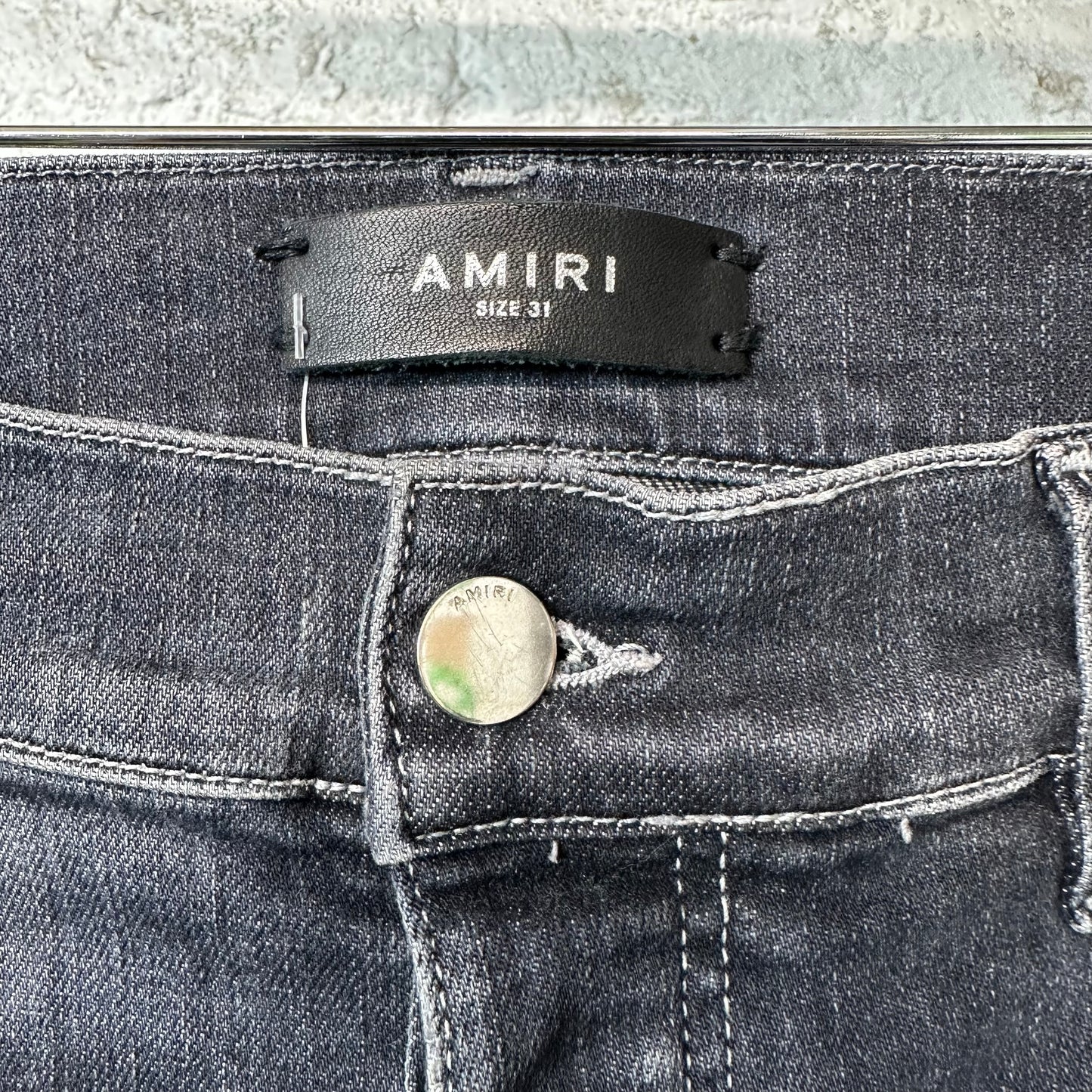 Amiri MX1 Black Paisley Grey Denim Jeans Sz 31