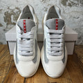 Prada Americas Cup White Patent Grey White Sneaker Sz 8.5