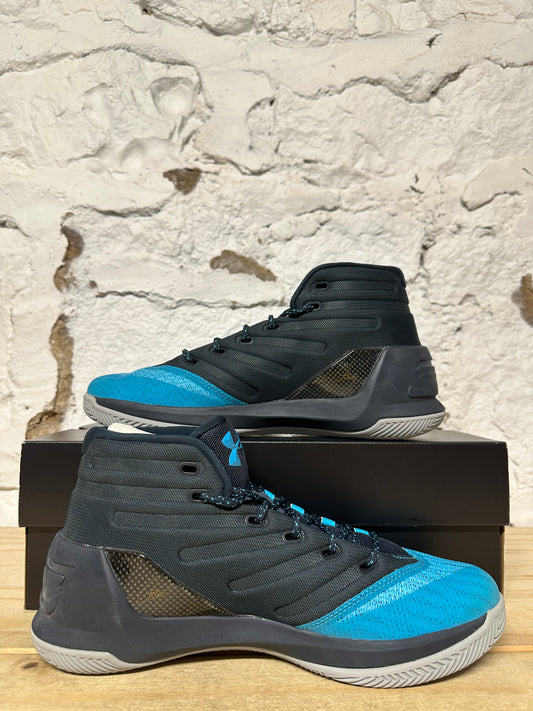Under Armour Curry 3 Mid Peacock Blue Sz 10 DS