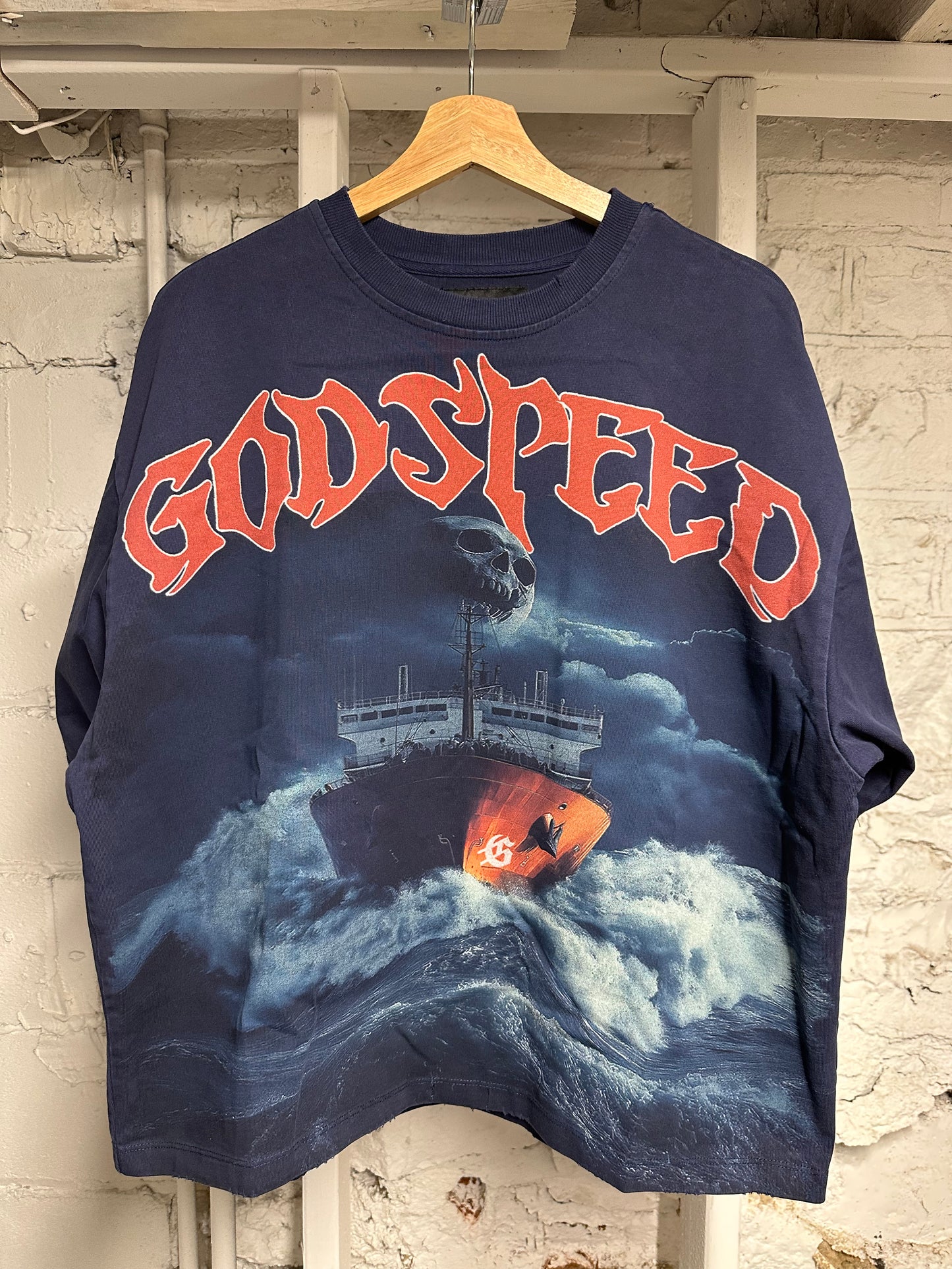 Godspeed Ship T-shirt Navy Sz S