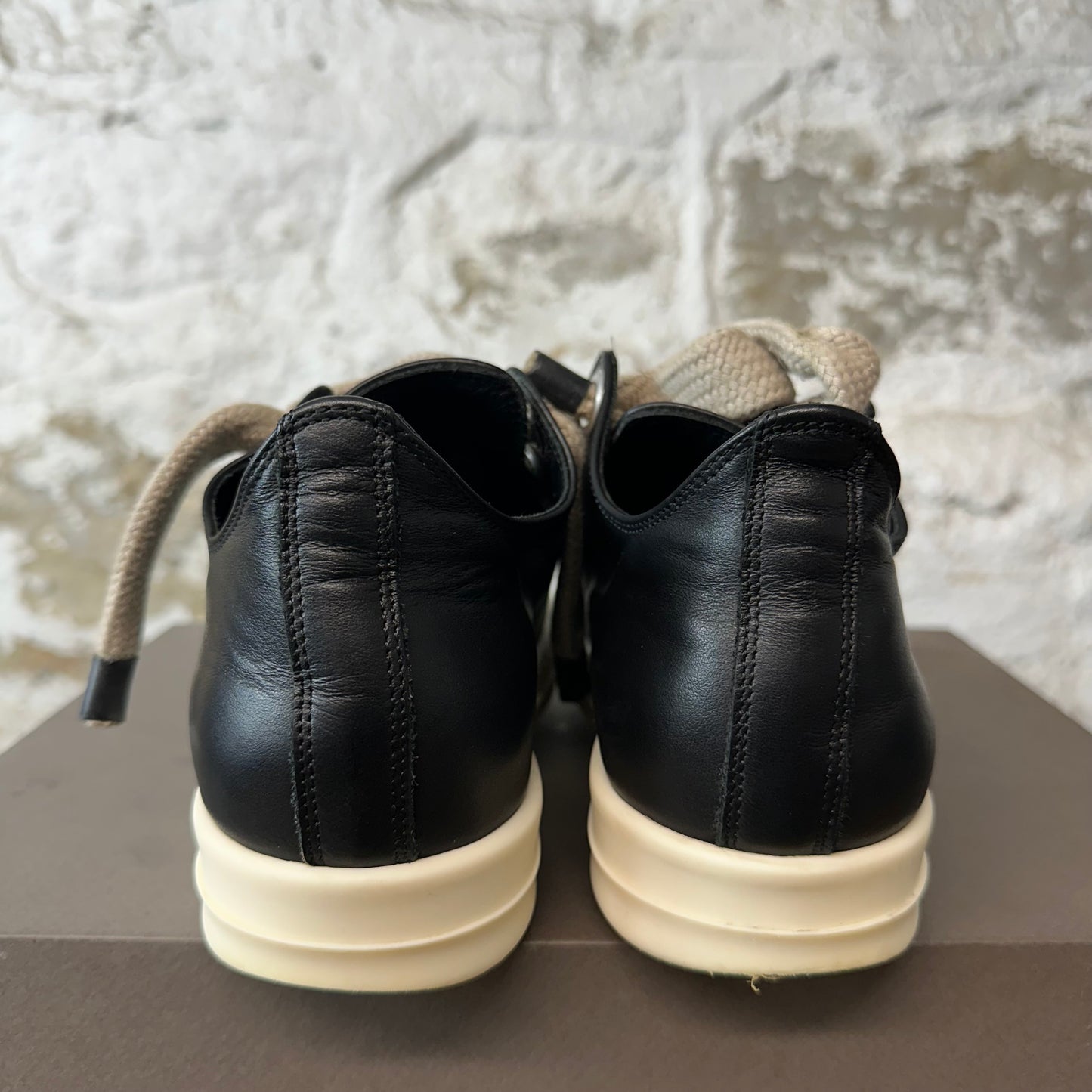 Rick Owens Jumbo Lace Black Leather Milk Sneaker Sz 4.5 (36)