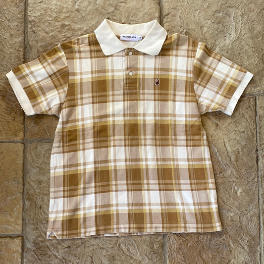 Bape Brown Plaid Polo Sz M