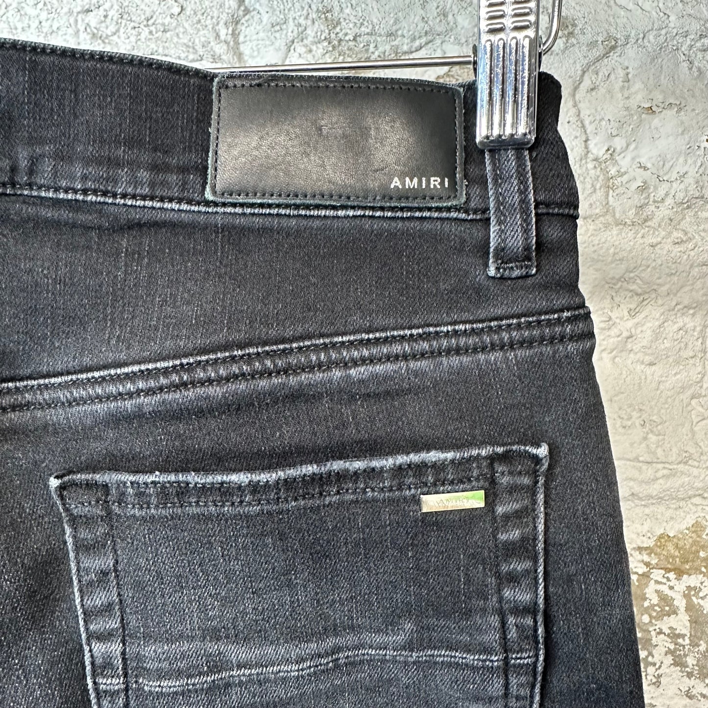 Amiri MX1 Red Suede Faded Black Denim Jeans Sz 30