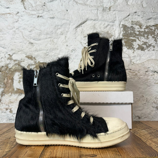 Rick Owens High Black Pony Hair Milk Sneaker Sz 9 (42)