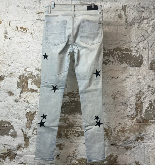 Amiri Black Star Light Wash Blue Denim Jeans Sz 30