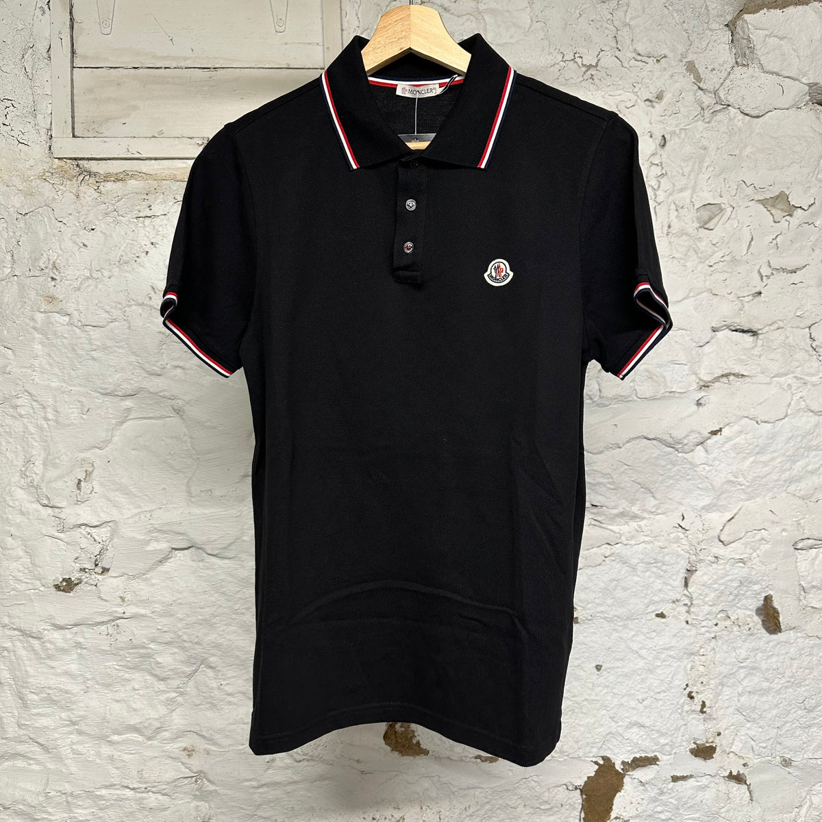 Moncler Small Logo Black Polo Sz M
