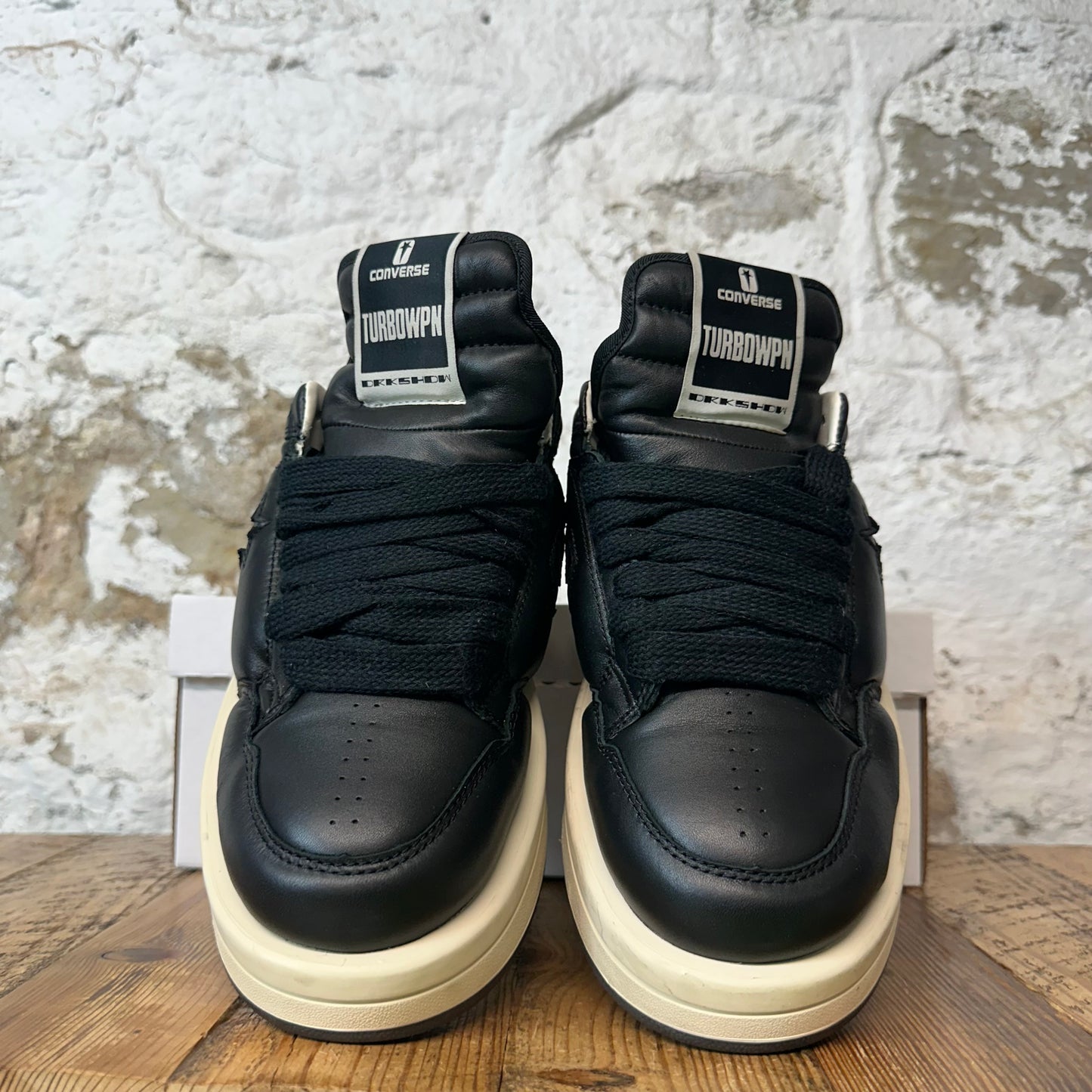 Rick Owens Low TurboWPN Black Cream Sneaker Sz 8.5