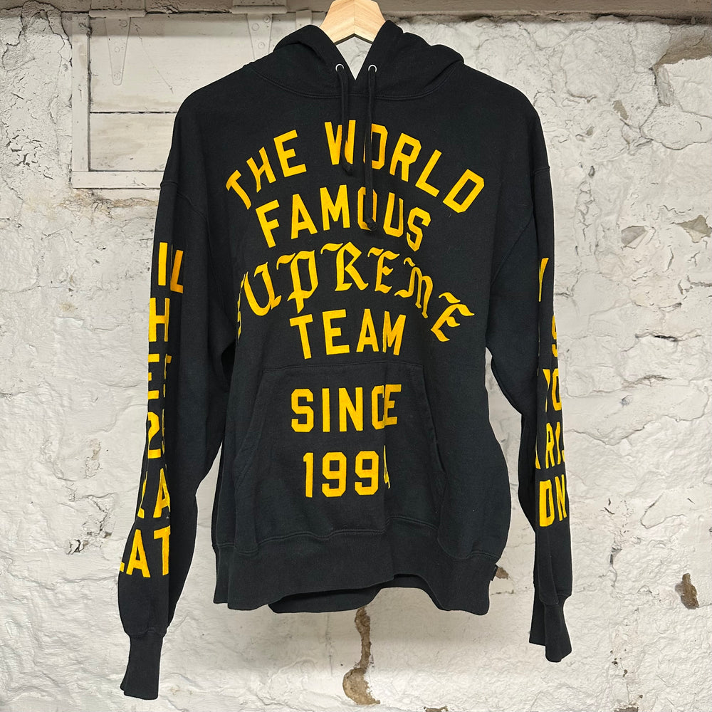 Supreme World Famous Black Yellow Hoodie Sz M