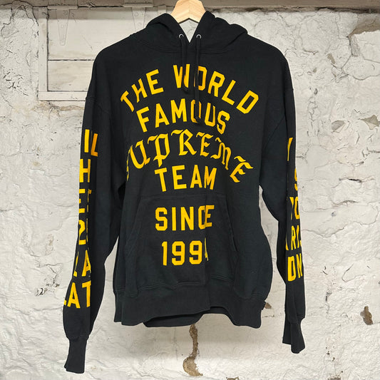 Supreme World Famous Black Yellow Hoodie Sz M
