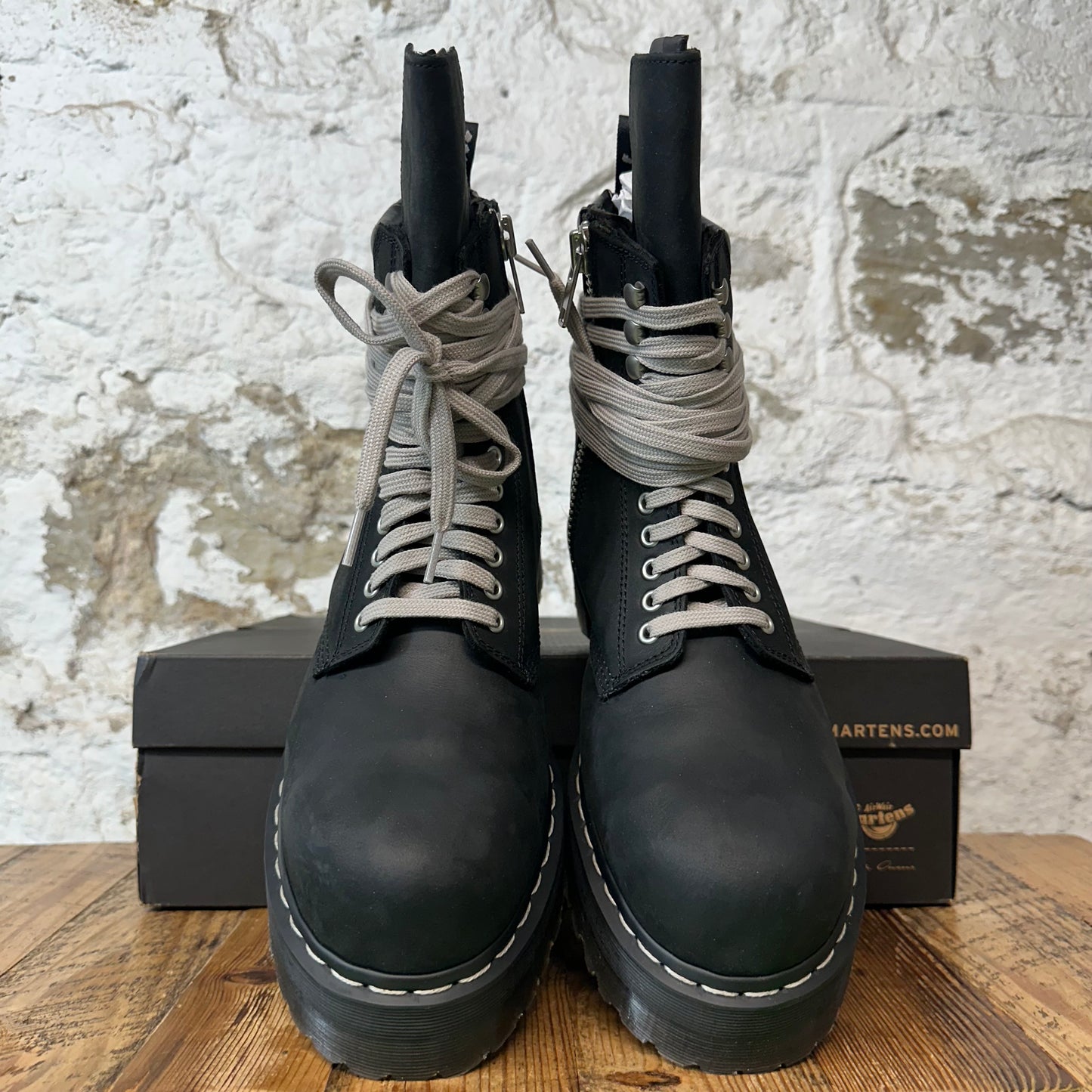 Rick Owens Doc 1460 Quad Sole Steel Toe Boot Sz 10.5 DS