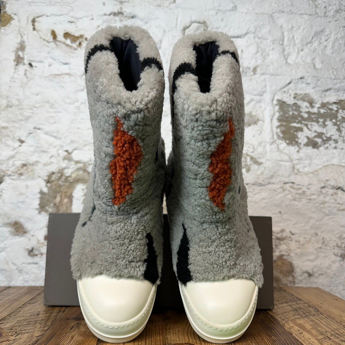 Rick Owens High Jumbo Puffer Pearl Zebra Milk Sneaker Sz 11.5 (44.5)