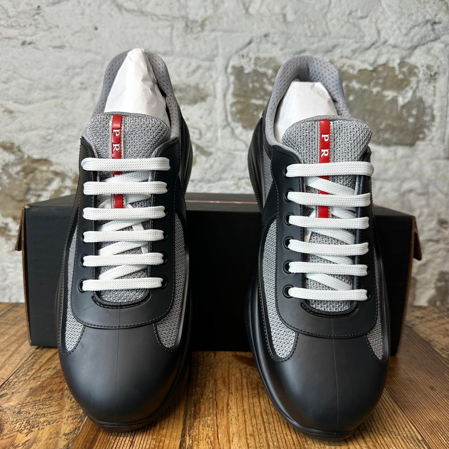 Prada Americas Cup Black Rubber Sneaker Sz 11 (44) DS