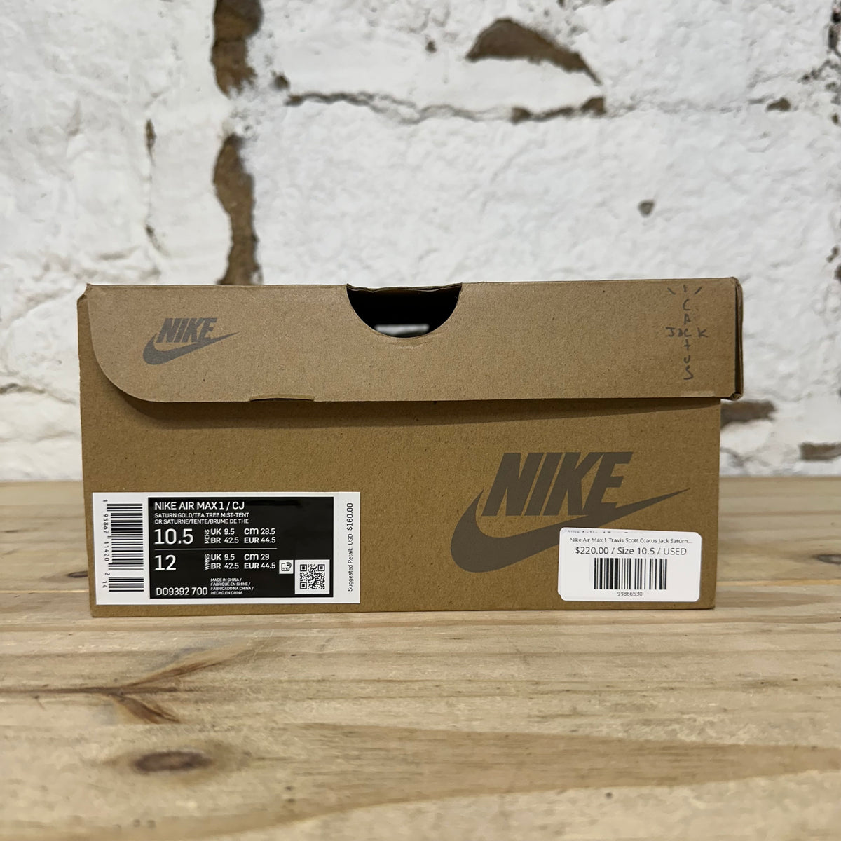 Nike Air Max 1 Travis Scott Ccatus Jack Saturn Gold Sz 10.5