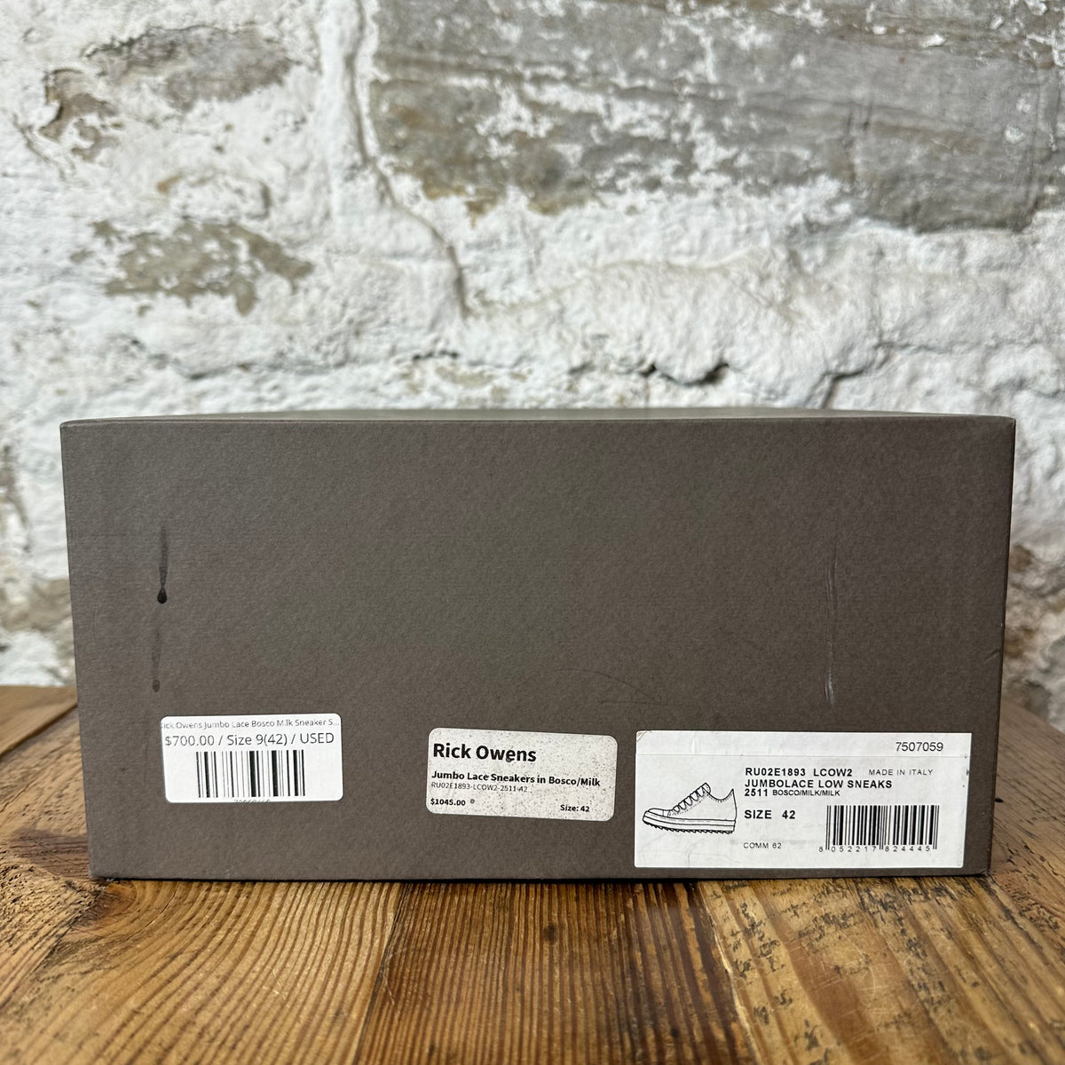 Rick Owens Jumbo Lace Bosco Milk Sneaker Sz 9 (42)