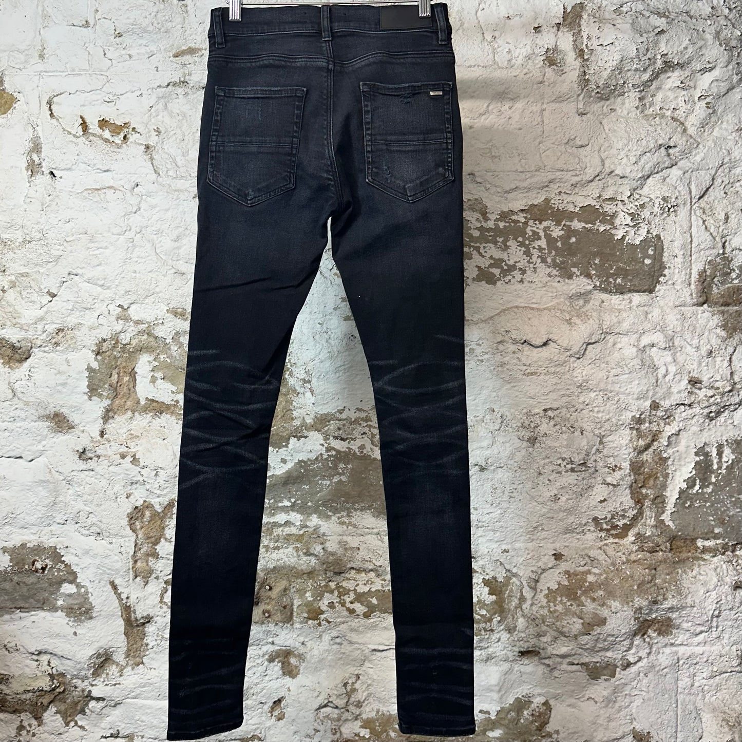 Amiri MX1 Pink Cracked Black Denim Jeans Sz 28