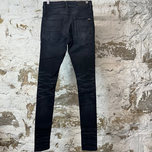 Amiri MX1 Pink Cracked Black Denim Jeans Sz 28