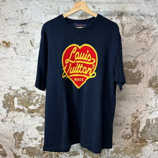 Louis Vuitton Human Made Heart Knit Navy T-Shirt Sz XXL