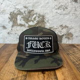 Chrome Hearts Green Camo Fuck Trucker Hat