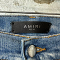 Amiri Distressed Side Spell Blue Denim Jeans Sz 36
