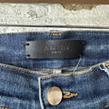 Amiri MX1 Black Leather Dark Blue Denim Jeans Sz 34