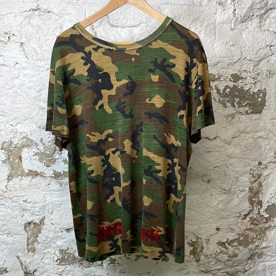 Off White Green Camo Red Lines T-shirt Sz M