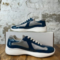 Prada Americas Cup Aviation Blue Grey White Sneaker Sz 8.5