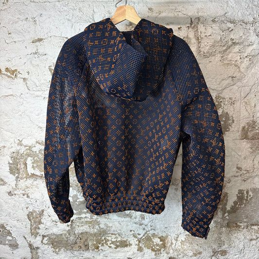 Louis Vuitton Navy Orange Mesh Bomber Jacket Sz L (50)